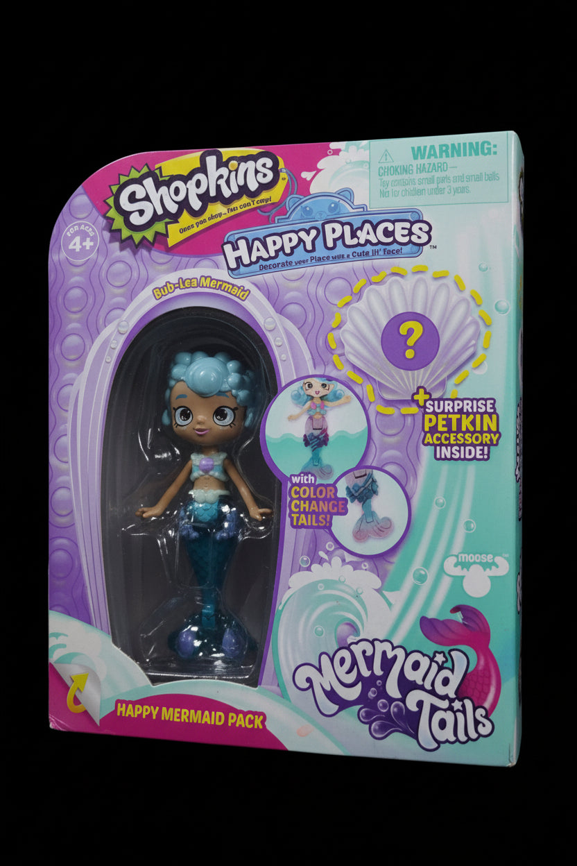 Shopkins Happy Places Mermaid Tails Bub-Lea Happy Mermaid Pack with Color Change Tail