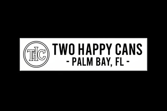 THC "Two Happy Cans" Bumper Sticker — Palm Bay, FL | 11.5" x 2.84"
