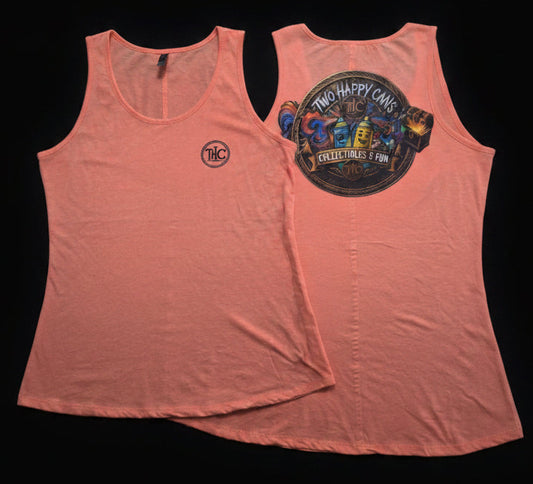 Two Happy Cans | Ladies Custom DTF Print Tank Top – Peach | Size 2XL