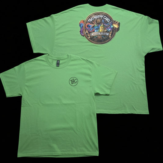 Two Happy Cans | Custom DTF Print Unisex Tee – Lime Green | Size 2X-Large
