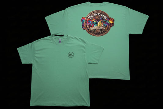 Two Happy Cans | Custom DTF Print Unisex Tee – Medium Green | Size 2X-Large