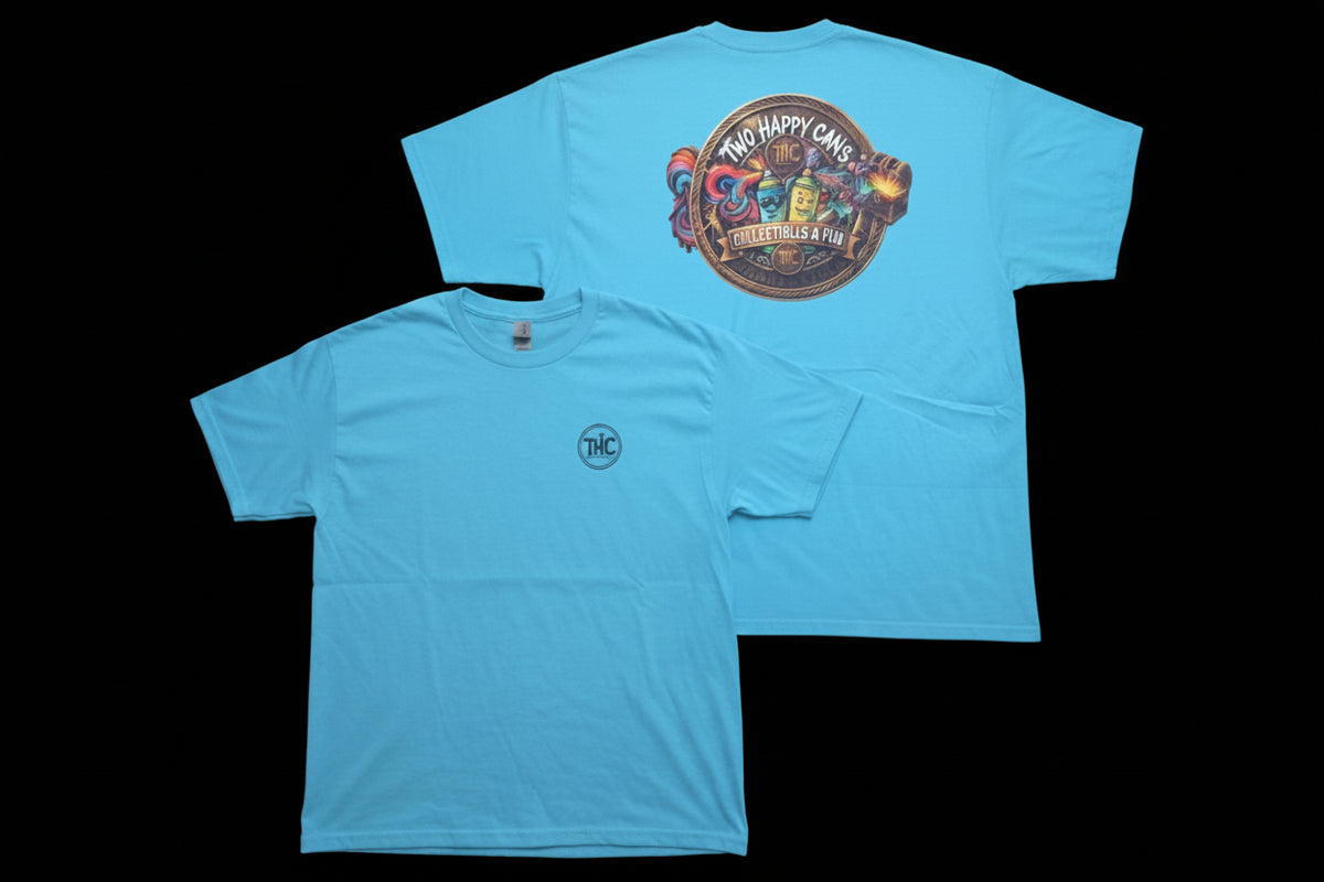 Two Happy Cans | Custom DTF Print Unisex Tee – Turquoise | Size X-Large