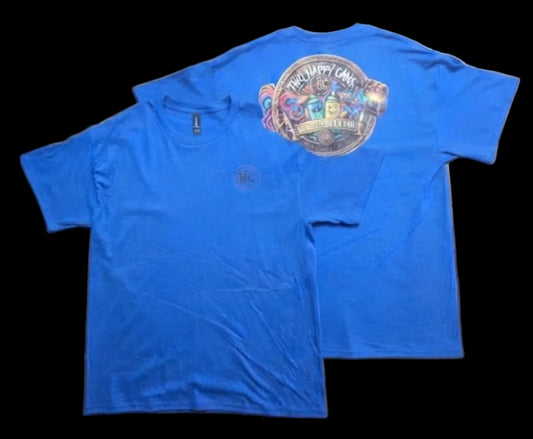 Two Happy Cans | Custom DTF Print Unisex Tee – Royal Blue | Size Large