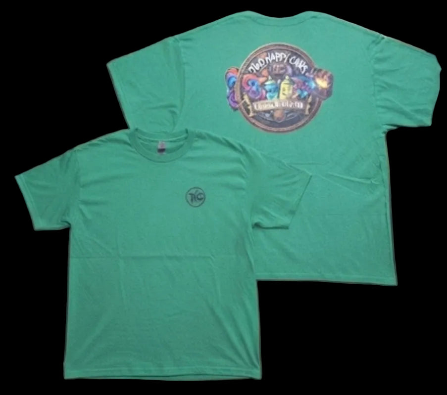 Two Happy Cans | Custom DTF Print Unisex Tee – Kelly Green | Size Large