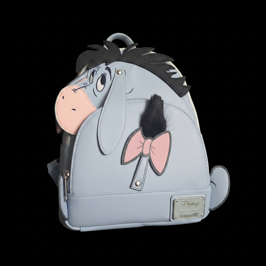 Loungefly Disney Winnie the Pooh | Eeyore Character Face Mini Backpack – Moving Tail & Ear | "Thanks for Noticin' Me"