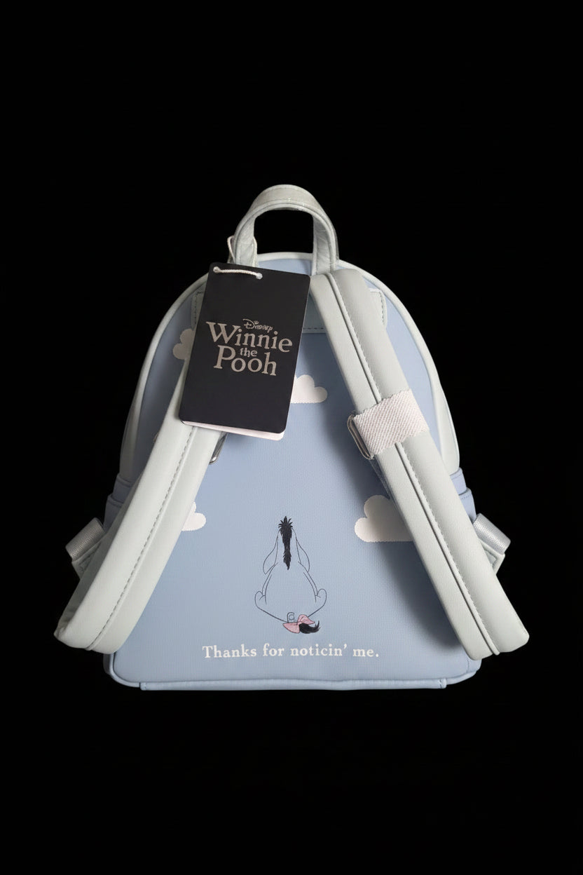 Loungefly Disney Winnie the Pooh | Eeyore Character Face Mini Backpack – Moving Tail & Ear | "Thanks for Noticin' Me"