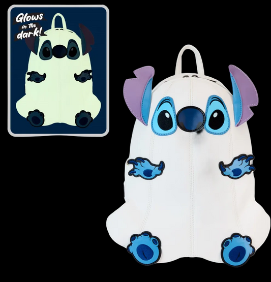 Loungefly Disney Lilo & Stitch | Ghost Stitch Glow in the Dark Mini Backpack – Character Face Design | New with Tags