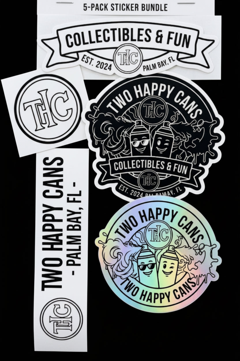 THC Collectibles & Fun — Ultimate 5-Sticker Bundle Pack | Two Happy Cans | Palm Bay, FL | Est. 2024
